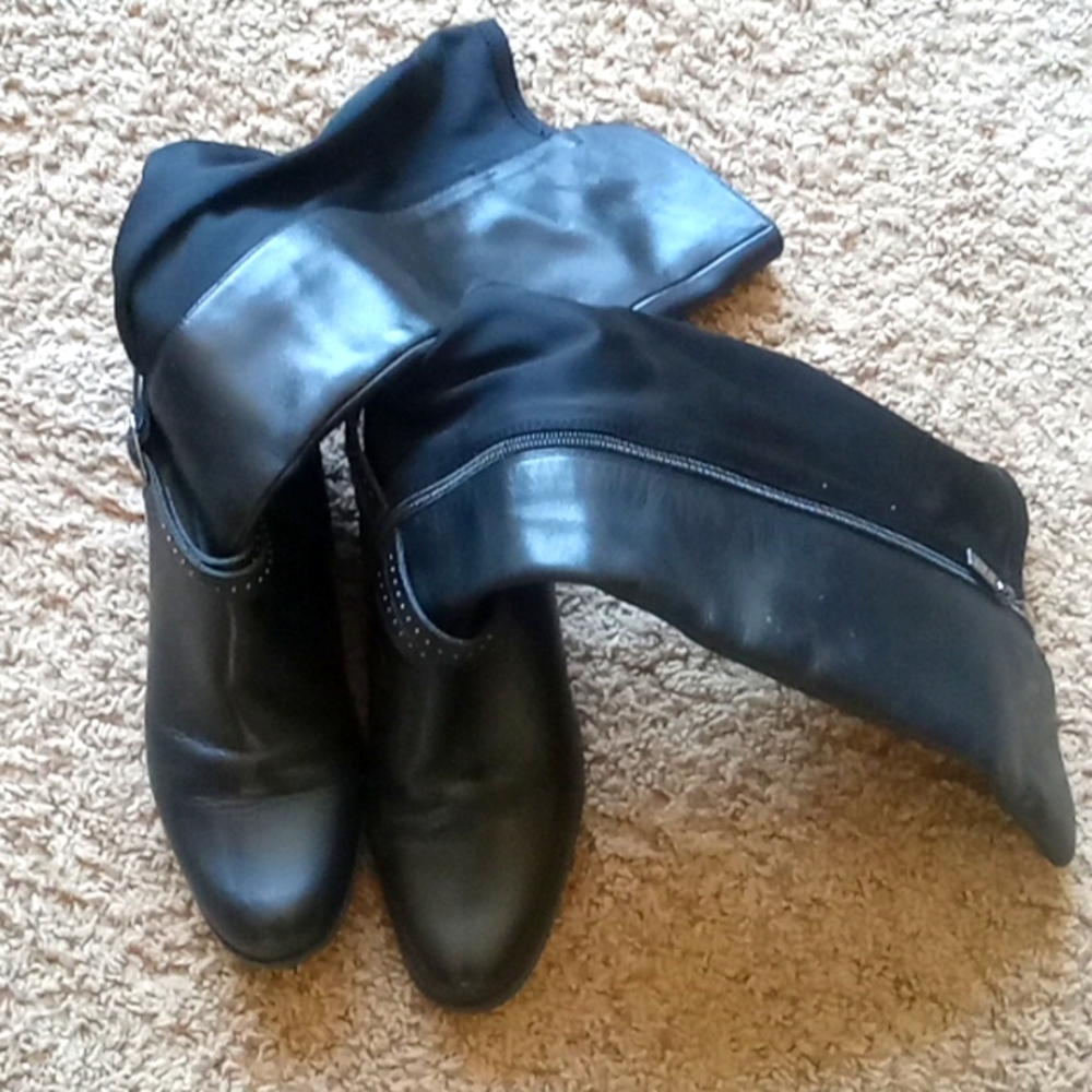 BDCassia leather and textile black boots size 8.5 women's